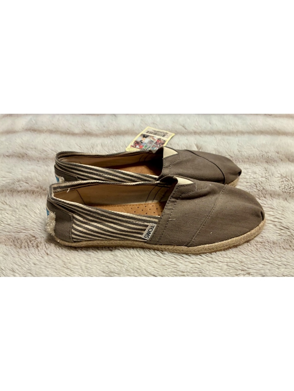 TOMS University Ash Stripe Classics Slip-On Flats Shoes Women's Size 7.5 NWT